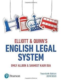 Elliott & Quinn’s English Legal System 20th Edition